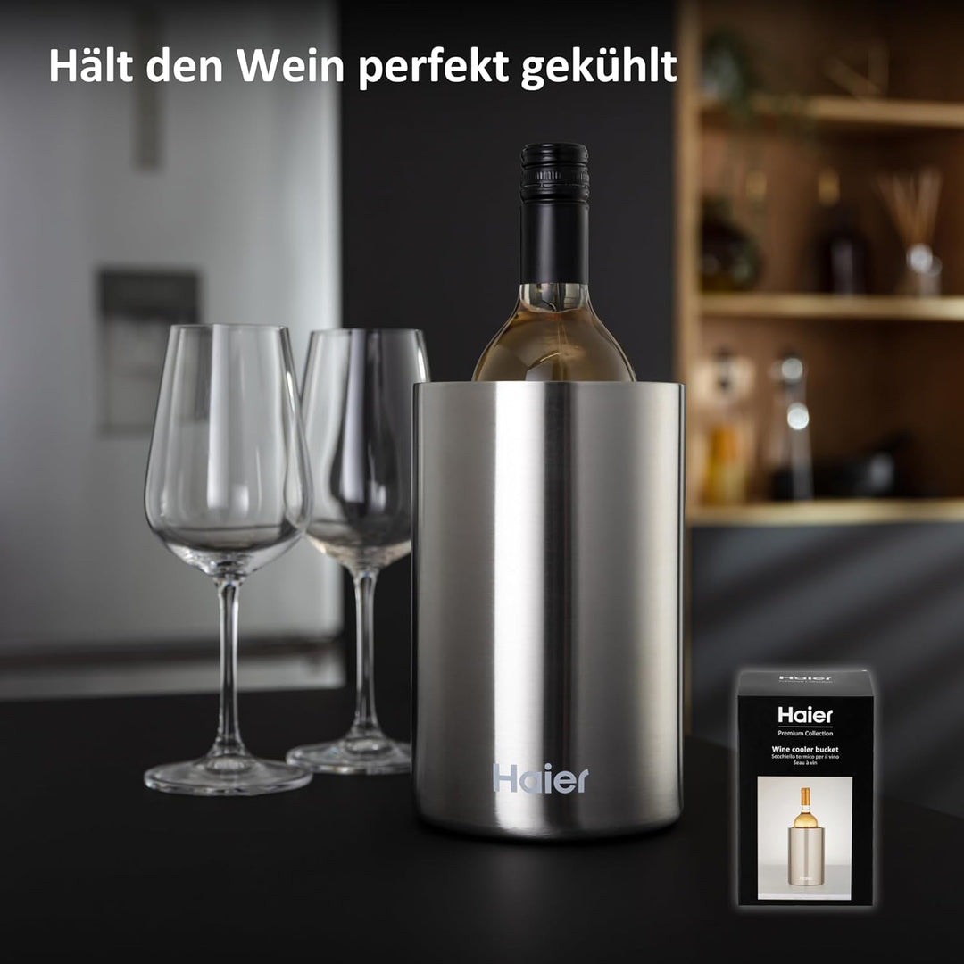 Haier Flaschenkühler Premium Collection I Weinkühler aus rostfreiem Edelstahl, spülmaschinenfest I S