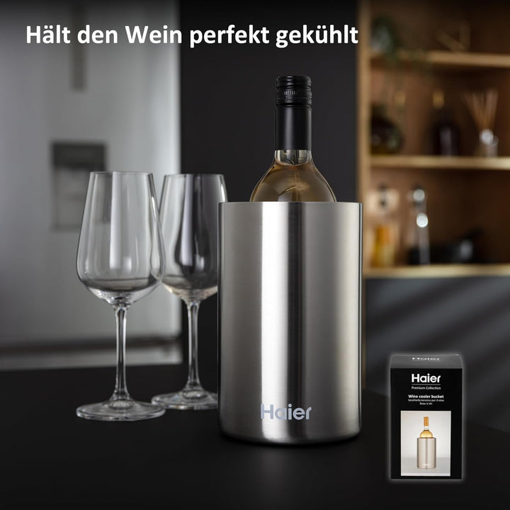 Haier Flaschenkühler Premium Collection I Weinkühler aus rostfreiem Edelstahl, spülmaschinenfest I S