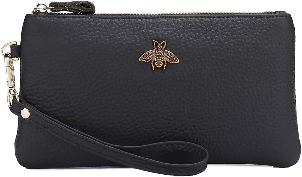 imeetu Women's Wristlet Clutch Leather Cell Phone Wallet Purse with Wrist Strap 1-schwarz, 1-schwarz