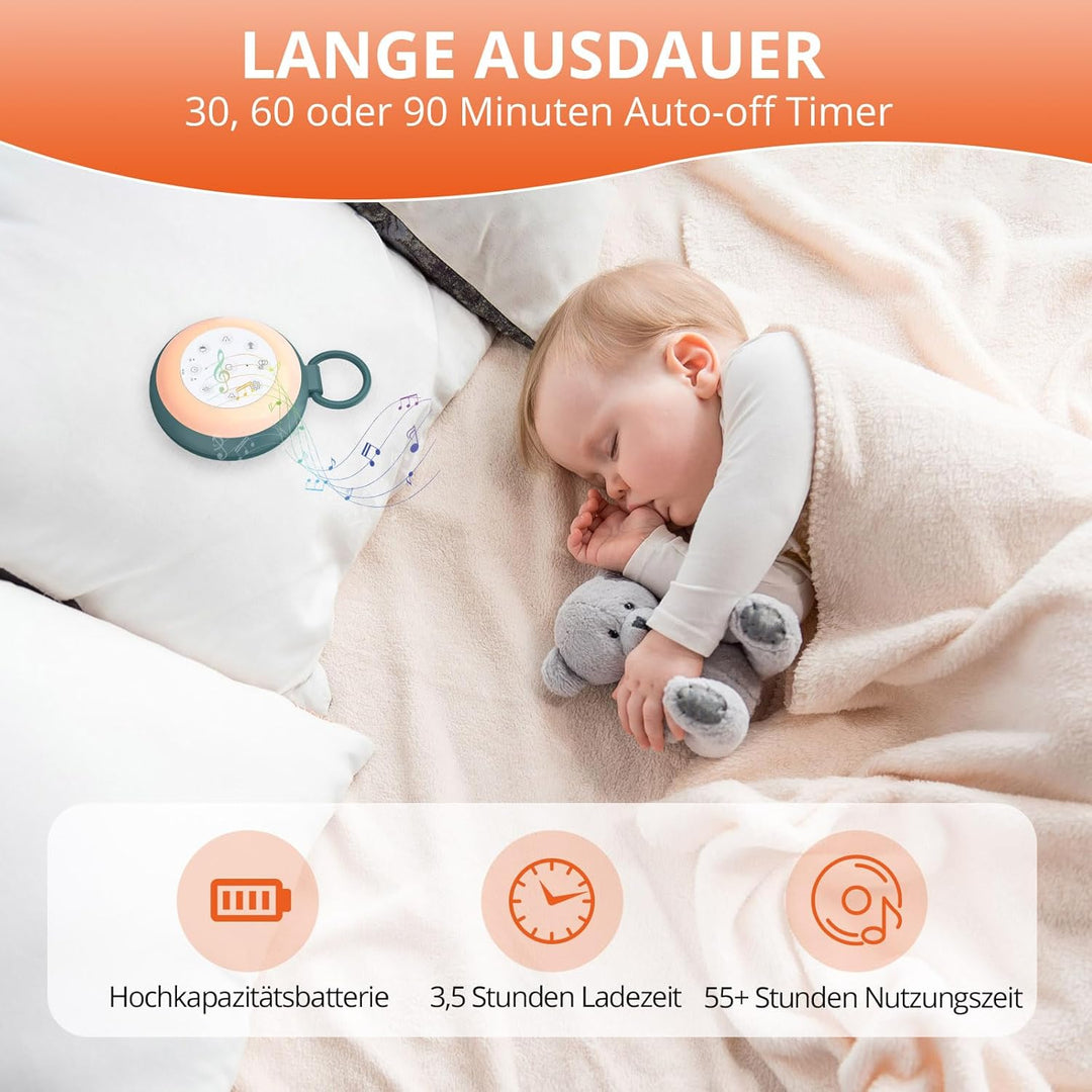 FUNYKICH White Noise Machine Baby, Tragbare Einschlafhilfe Weisses Rauschen für Erwachsene mit Aufna