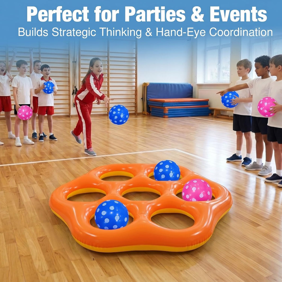 Aufblasbares Tic Tac Toe Pool Spiel, Grosses Schwimmendes Wurfspiel mit 6 Spielfiguren, Wasser Spiel