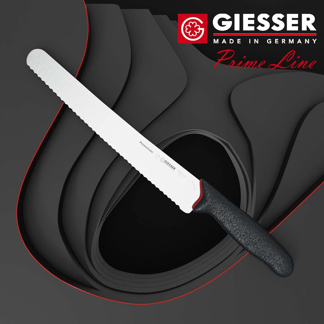 GIESSER seit 1776 - Made in Germany - Universalmesser 25 cm mit Wellenschliff PrimeLine, schwarz, ro