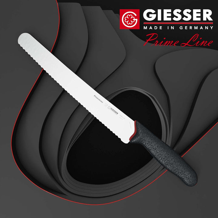 GIESSER seit 1776 - Made in Germany - Universalmesser 25 cm mit Wellenschliff PrimeLine, schwarz, ro
