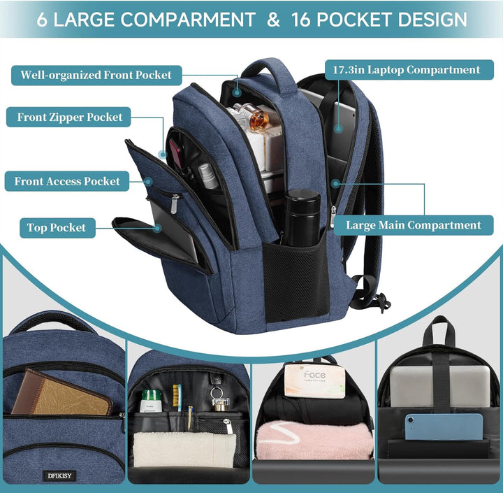 Rucksack Herren Gross, Laptop Rucksack Wasserdicht 17,3 Zoll Schulrucksack Laptoptasche mit USB Lade