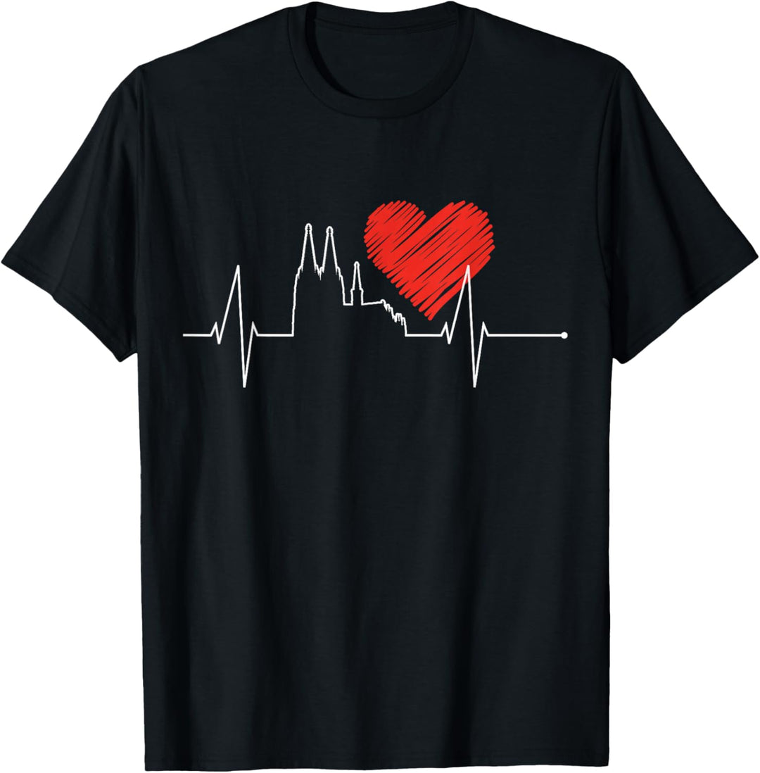 Köln Skyline Herzschlag Dom Herz Kölner Karneval Liebe Köln T-Shirt