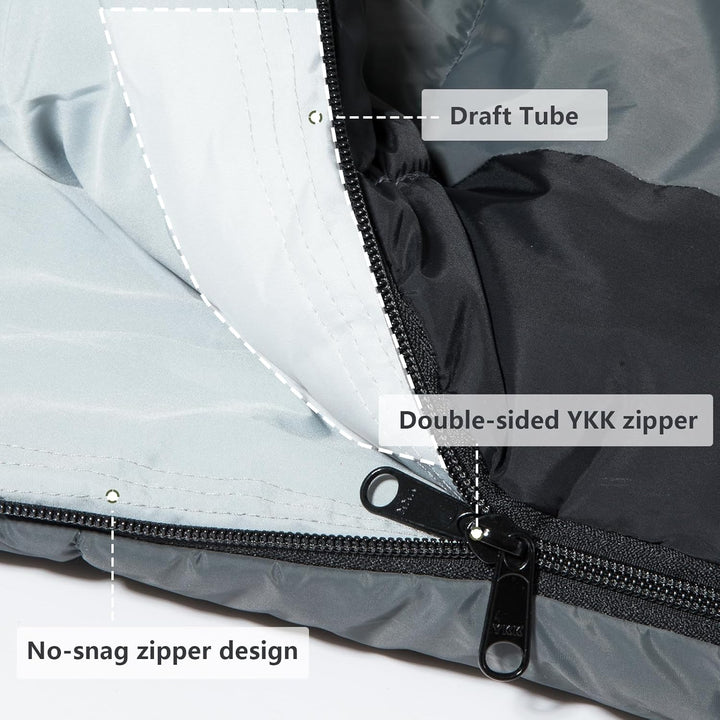 BISINNA Mumienschlafsack 0 ℃ - 5 ℃ [400GSM] 4 Jahreszeiten Winter Schlafsack Erwachsene Wasserabweis