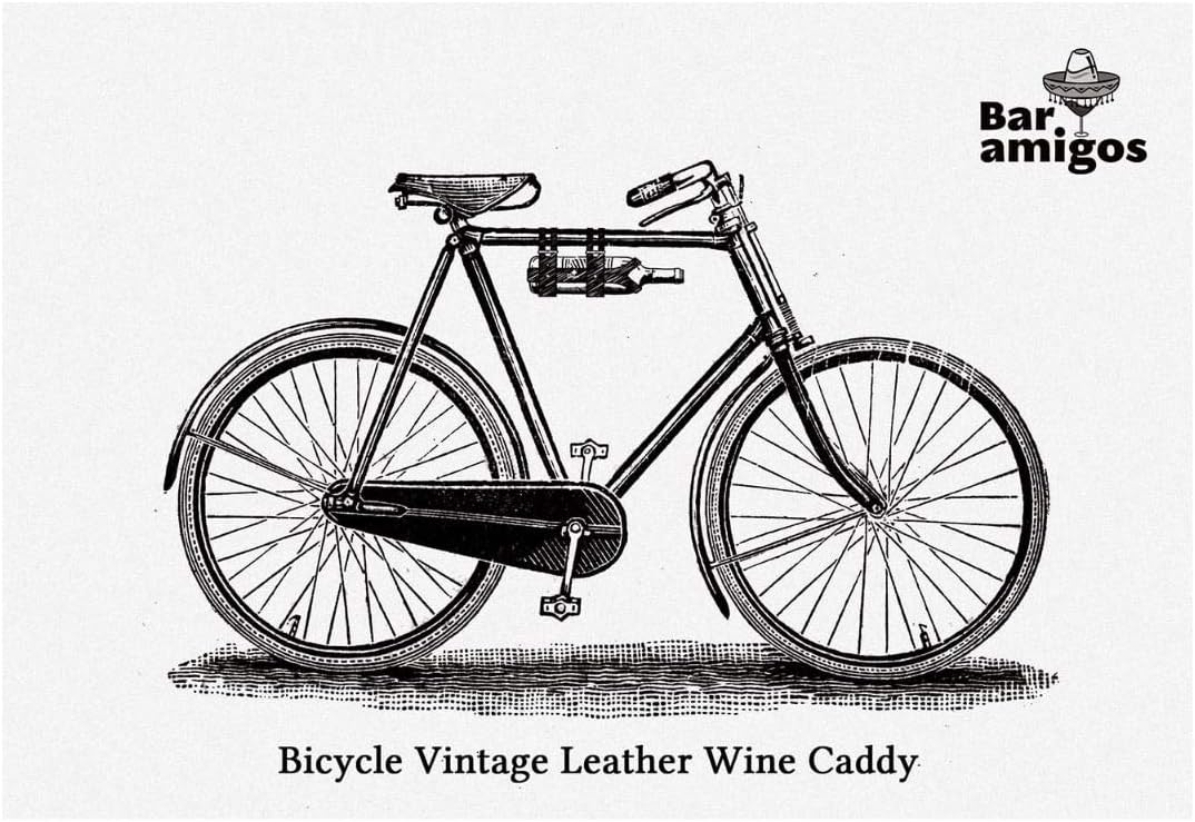 Bar Amigos Fahrrad-Weinflaschenhalter aus Leder, ideal für Radfahrer, für ein Picknick oder einen Ta