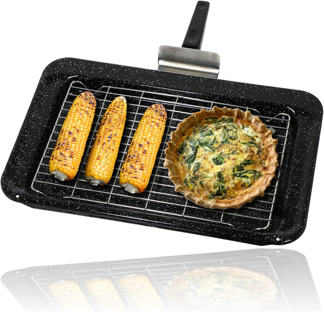 spares2go emailierten Grillpfanne Kit für Falcon Ofen Herd (445 x 276 x 34 mm)