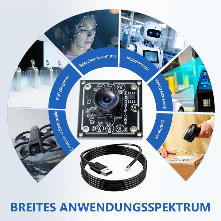 OV9732 Kameramodul 100°3er-Set mit USB 1-zu-3 Splitter,3m Kabel,1280x720 HD,30fps,Weitwinkel hohe Bi