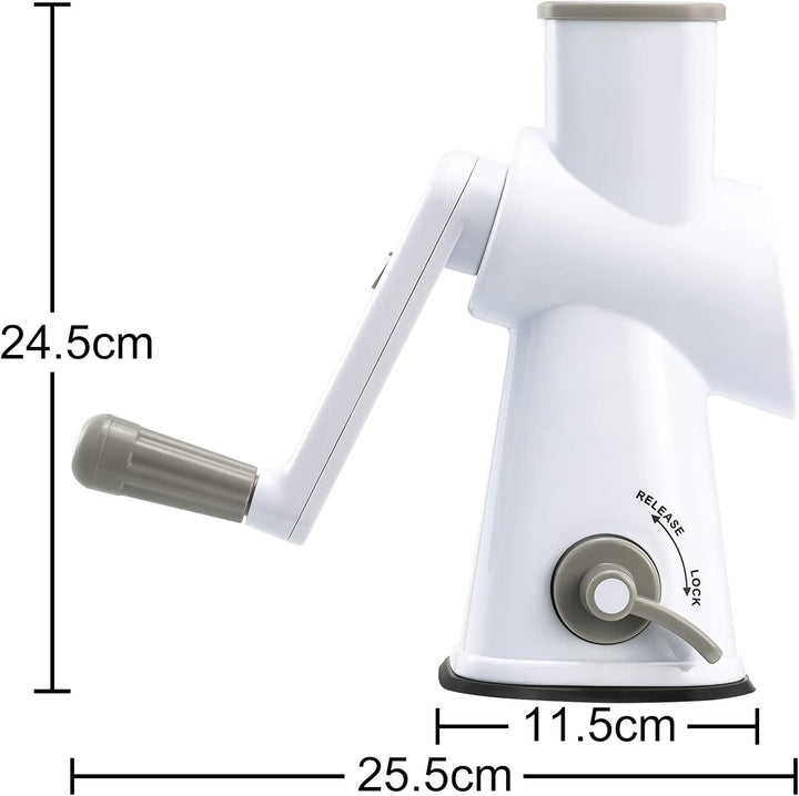 GDL Käsereibe mit Kurbel, Gemüsehobel mit 3 austauschbaren Trommelklingen, Reibe Küche Schnelles Sch
