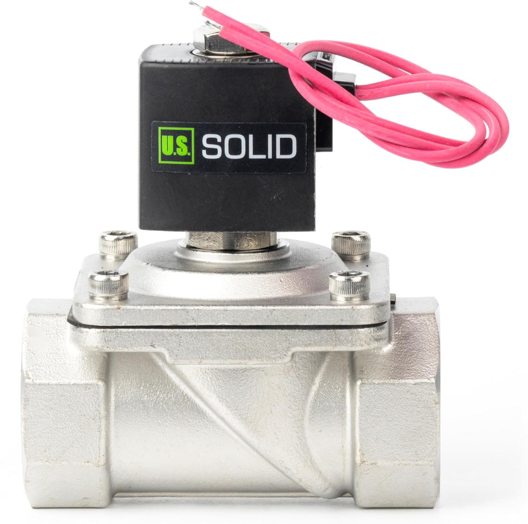 U.S. Solid 1-1/4" Magnetventil - Edelstahl DC 12V mit Viton-Dichtung, stromlos geschlossen, Bleidrah