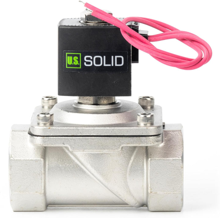 U.S. Solid 1-1/4" Magnetventil - Edelstahl DC 12V mit Viton-Dichtung, stromlos geschlossen, Bleidrah