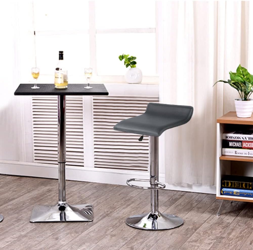 Baiyun Barhocker 2er Set, Modernes PU -Leder Barhocker Höhenverstellbar, Metall Bar Hocker Basis mit