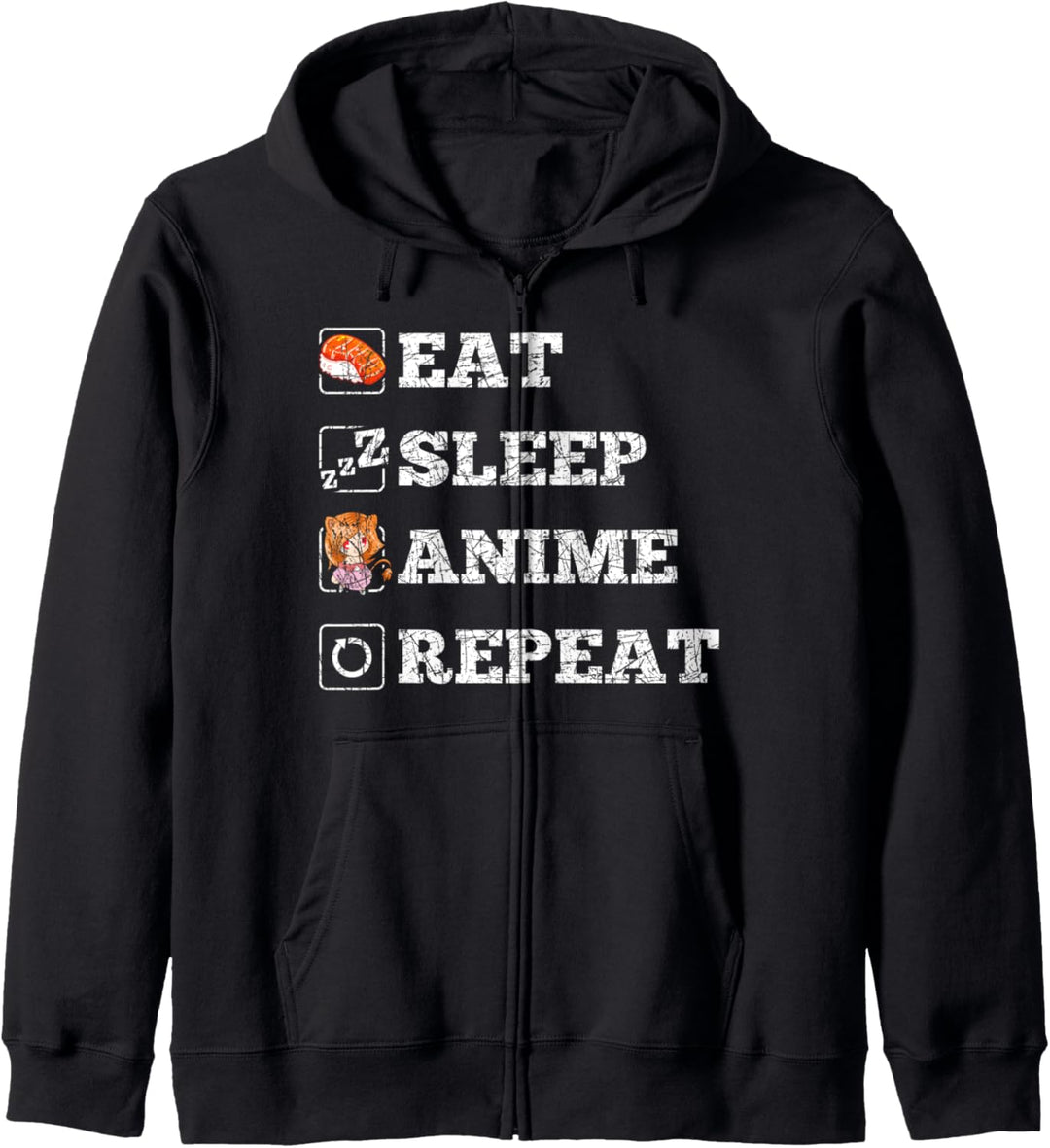 Essen Schlafen Anime Wiederholen Japan Sushi Manga Anime Kapuzenjacke