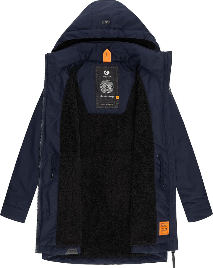 Ragwear Damen Wintermantel Warmer Parka lang wasserdicht mit Abnehmbarer Kapuze Dakkota XS-6XL S Nav