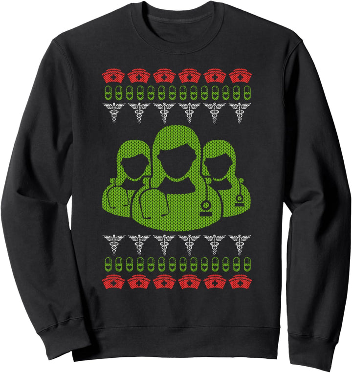 Ugly Christmas Weihnachtsfeier Krankenpfleger Motiv Sweatshirt