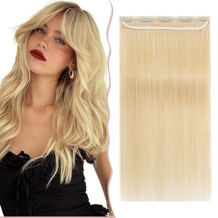 SEGO Extensions Echthaar Clip 1 Tresse Haarverlängerungen Remy 7A ein Teilig Set 5 Klips Haarteil 10