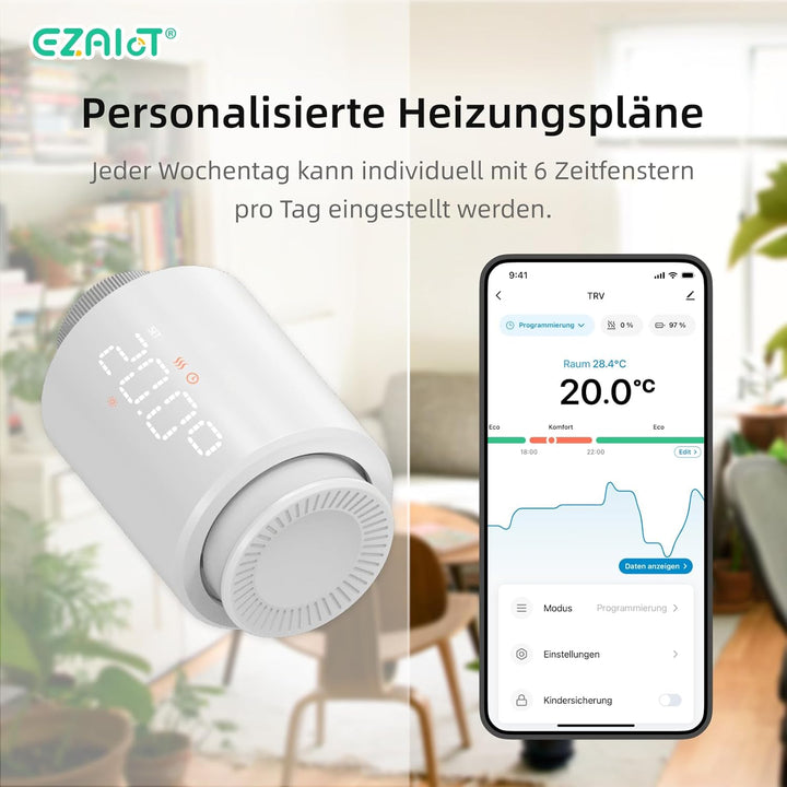 EZAIoT Smart Heizkörperthermostat – TRV Zigbee Tuya Kit mit Gateway/Hub für programmierbare App-Funk