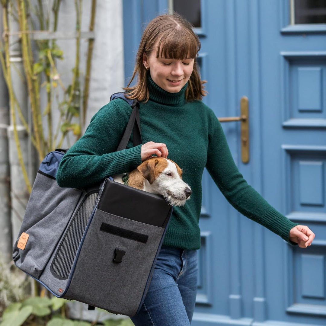 TRIXIE Rucksack & Tasche Tara 2 in 1 - grau/blau 25 × 38 × 50 cm Grau L 50 x B 25 x H 50 cm, Grau L