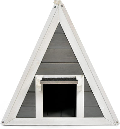 GYMAX 50 x 55 x 52 cm Katzenhaus mit Asphaltdach & Tür, Wetterfeste Katzenhöhle aus Holz, Katzenhütt