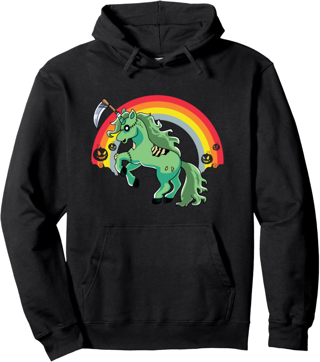 Reaper Unicorn Scary Halloween Costume Gothic Goth Punk Pullover Hoodie