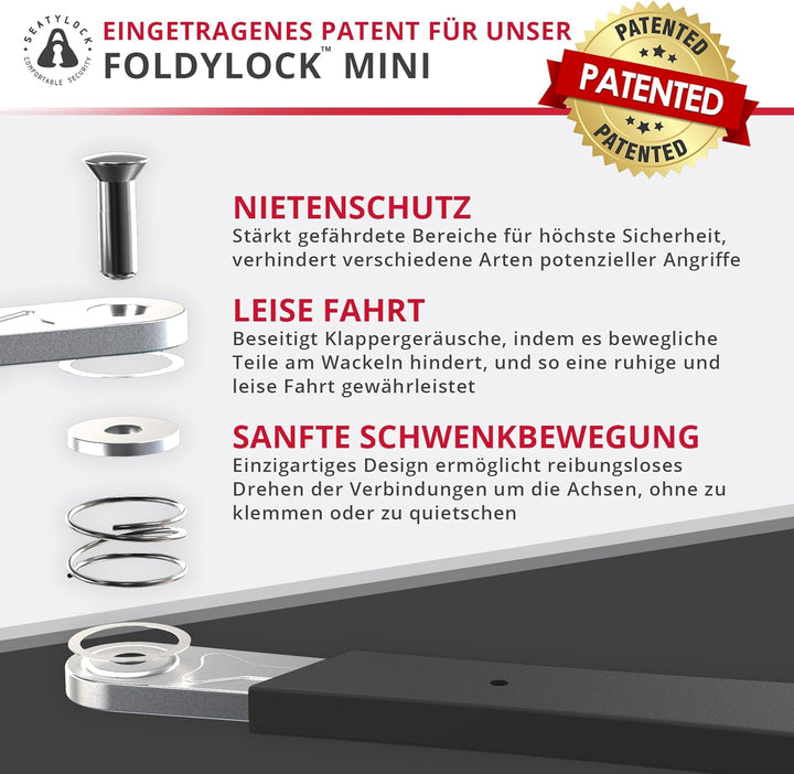 FoldyLock Mini Faltschloss mit Schlüssel - Patentiertes Testsieger Fahrradschloss mit Halterung für