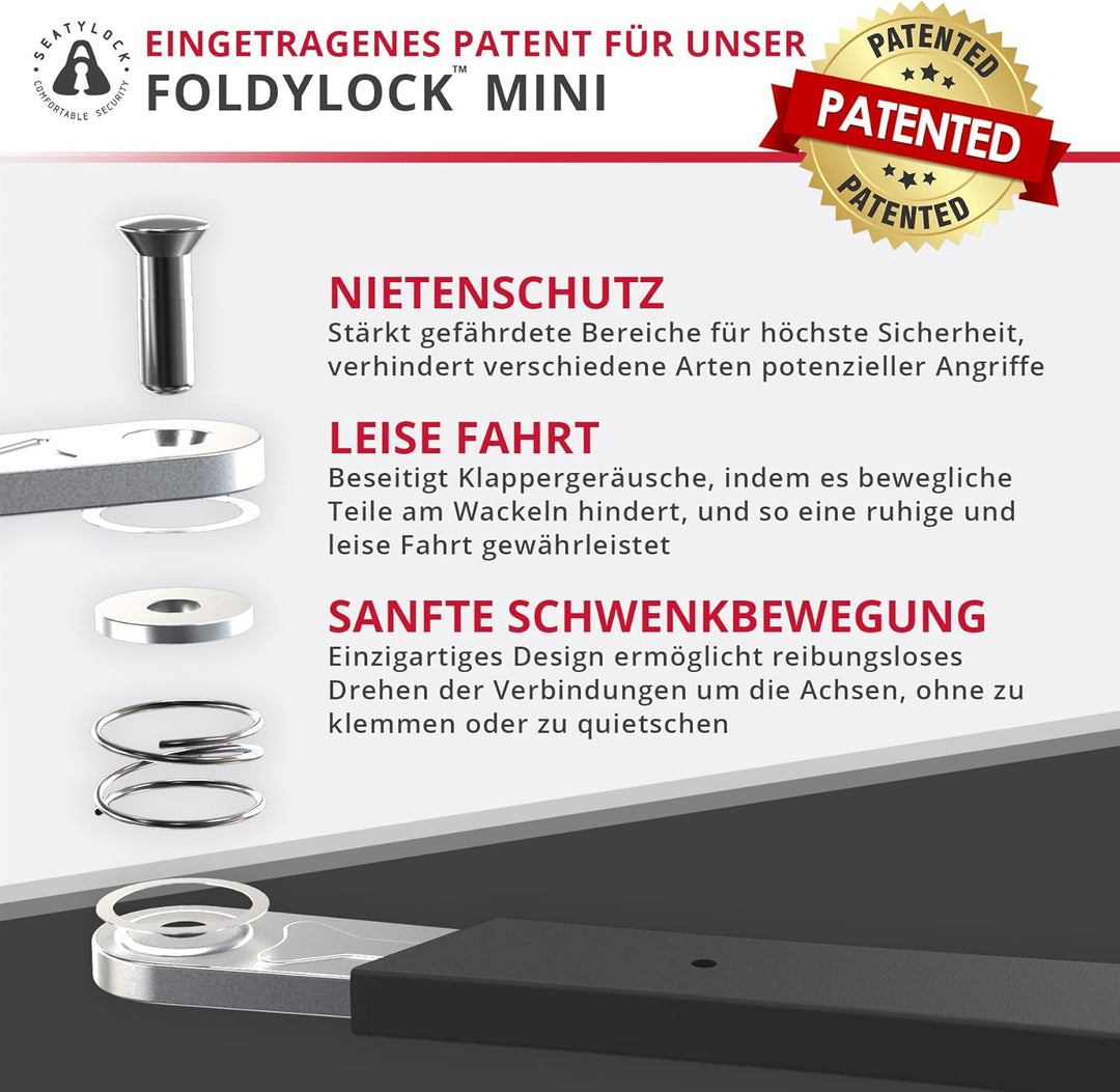 FoldyLock Mini Faltschloss mit Schlüssel - Patentiertes Testsieger Fahrradschloss mit Halterung für
