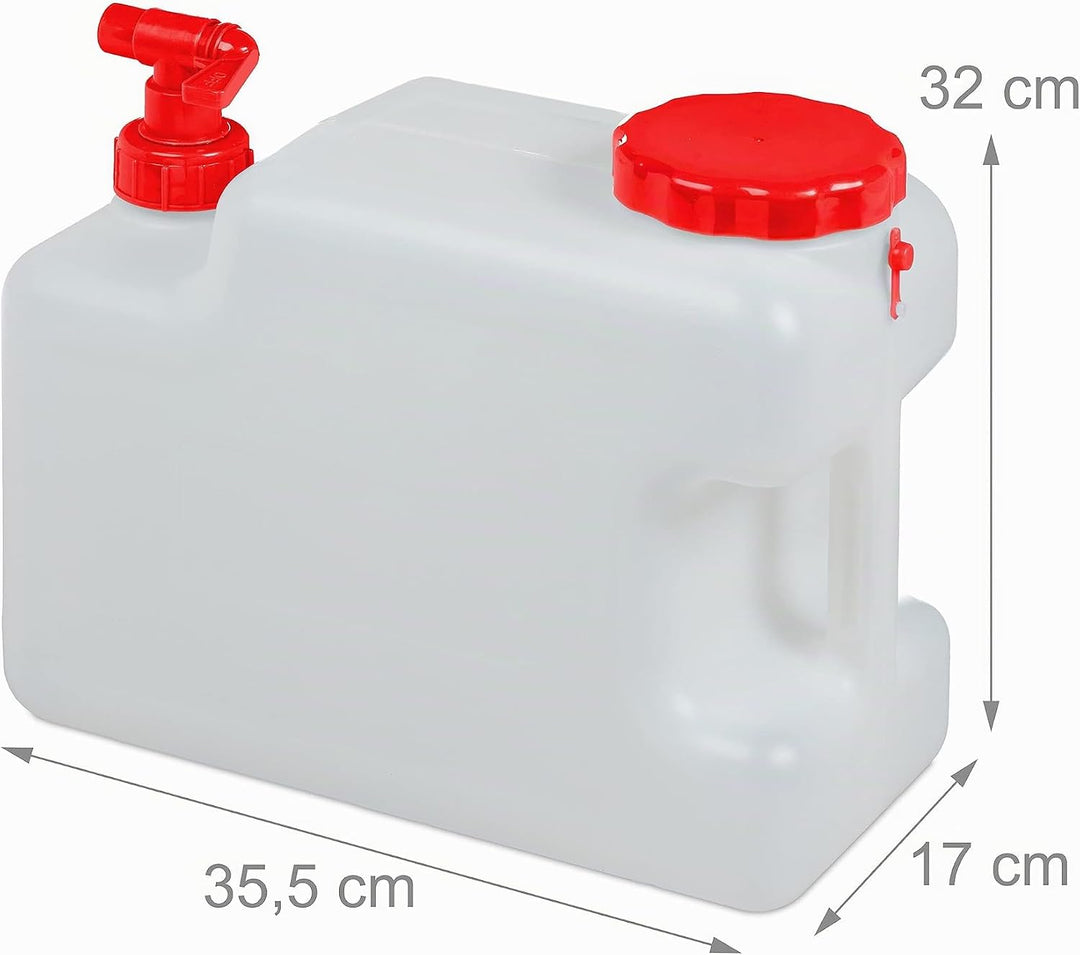 Relaxdays Wasserkanister mit Hahn, Schraubdeckel, Trinkwasserkanister Camping, 12 l, BPA-frei, Kunst