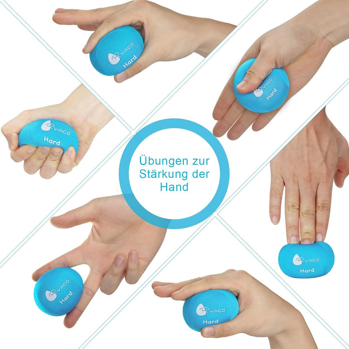 RYACO 6 Stück Gel Stressball für Erwachsene - Antistressball Mit verschiedenen Stärken und Grössen -