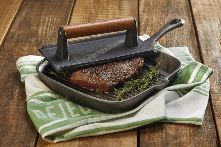 KitchenCraft Gusseisen Burgerpresse, Grill BBQ Bacon Presse, Steak Gewicht, 21 x 11 cm (8,5" x 4,5")