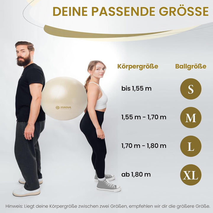 Gymnastikball & Sitzball - 4 Grössen - Deutsche Entwicklung - Rutschfester Yoga Ball mit Noppen - Ex