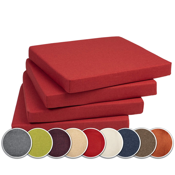 sunnypillow 4er Set Stuhlkissen mit Bindebänder - 40 x 40 x 3 cm - Sitzkissen Outdoor für Stühle/Bän