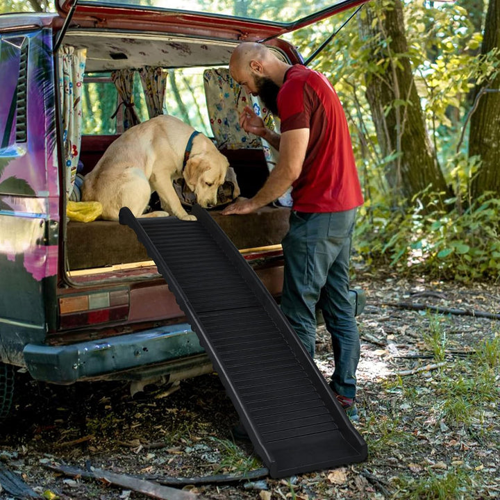 YUENFONG Hunderampe Hundetreppe Hundeautorampe aus Kunststoff, Klappbare Rampe mit Rutschfester Ober