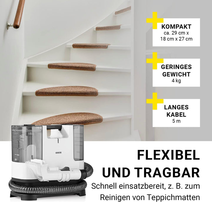 Waschsauger Portable Clean | Polster- und Teppichreiniger, leicht und kompakt | Fleckenentferner, le