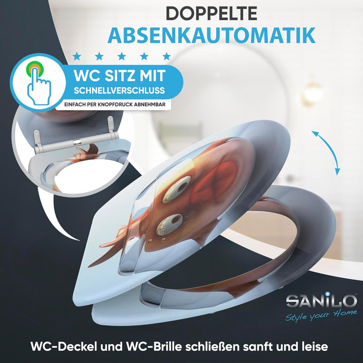 Sanilo WC-Sitz mit Absenkautomatik l Hochwertiger Toilettensitz aus Holz l Toilettendeckel in versch