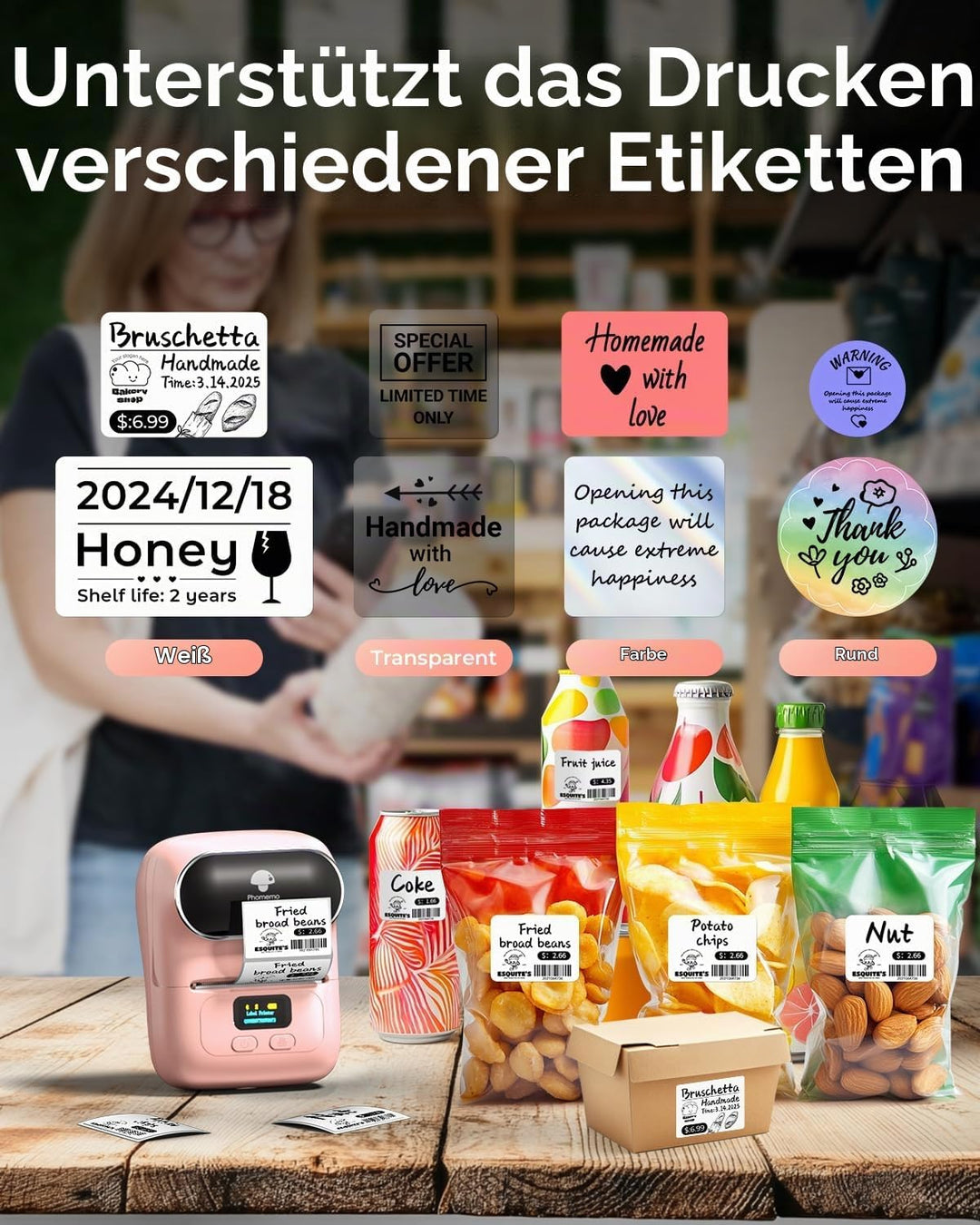 Phomemo M110 Etikettendrucker – Barcodedrucker Mini Bluetooth Etikettendrucker Thermo Etikettendruck
