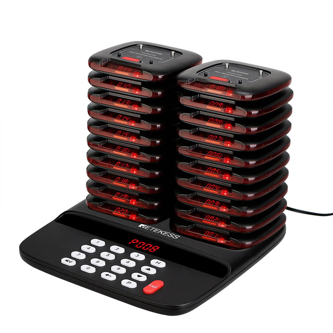 Retekess TD183 Pager System, Doppelte Ladung Restaurant Pager, 20 Untersetzer Stabil, 30H 300mAh Pag