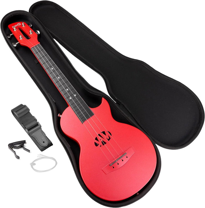 RockJam Carbon Fibre Ukulele with Case rot, rot