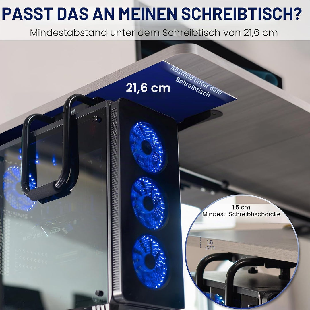 VIVO Robuste verstellbare PC-Halterung für den Schreibtisch, Computer-CPU-Halterung mit sicherer Ver