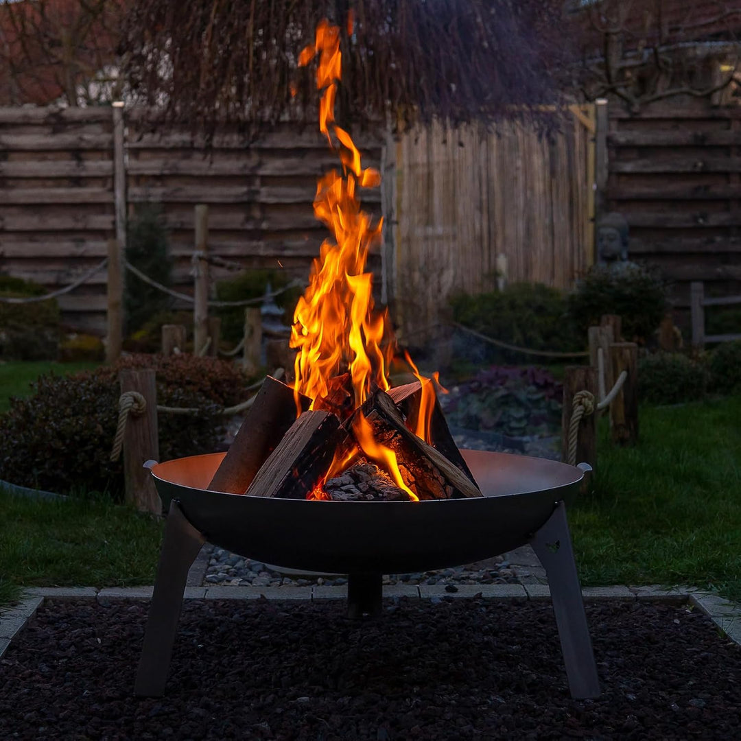 FENNEK Feuerschale 3 Pod | Grosse Feuerstelle aus 2,0 mm temperaturbeständigem Edelstahl | Ø 65 cm |