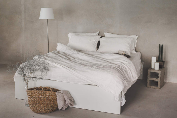 Kissenbezug 100% Leinen Stonewashed – Natur Kopfkissenhülle, Weich, Atmungsaktiv & Langlebig Off Whi