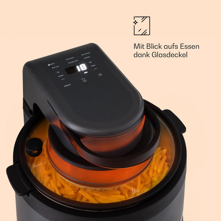Klarstein Heissluftfritteuse 2-in-1, Airfryer mit Dampffunktion, Heissluftfriteuse zur Schnellaufhei