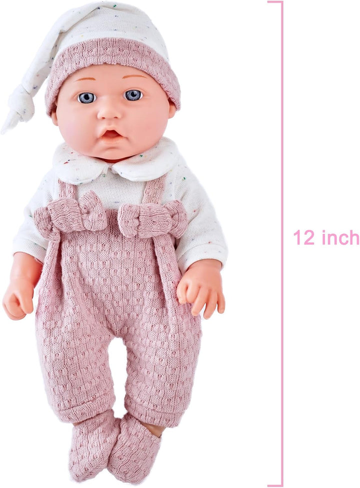 30 cm Baby Puppen Spielset für Mädchen enthält eine Flasche, einen Schnuller, Kleidung, eine weiche