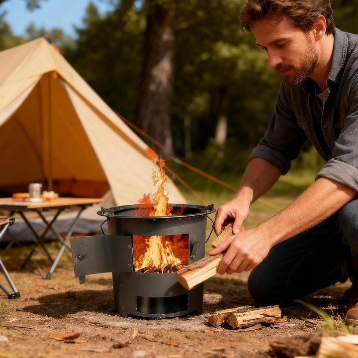 Tragbarer,Outdoor Kochgerät Mit Griff,Outdoor Holzverbrennungsofen - Für Überleben Dringende Vorbere