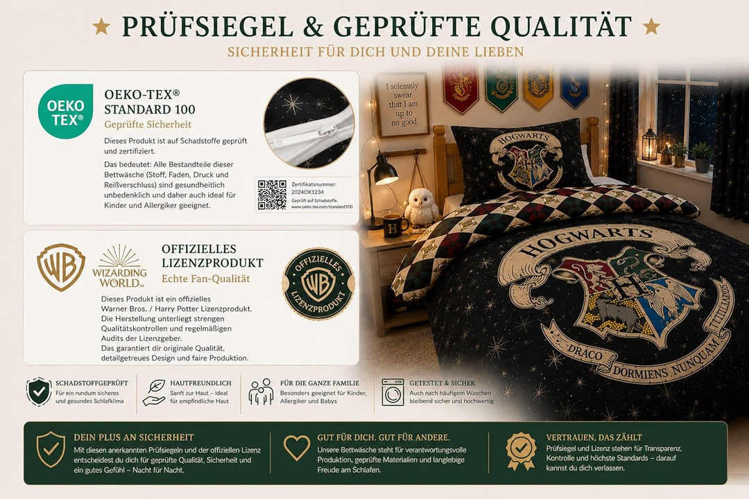 SkyBrands Harry Potter Bettwäsche 135x200 80x80 Hogwarts Bettwäsche-Set 2-teilig Bettbezug Kissenbez