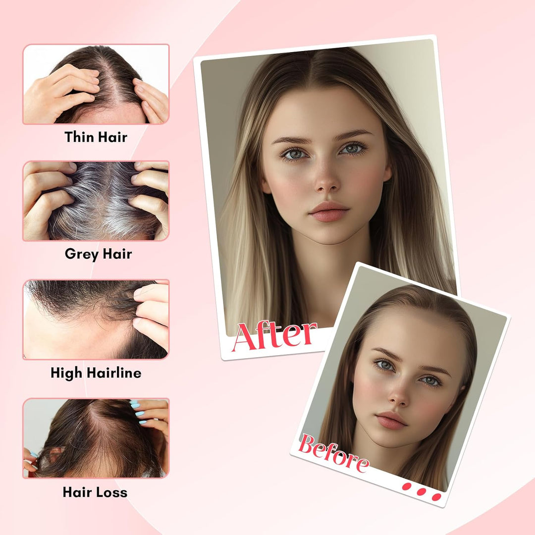 Elailite Hair Topper Echthaar #4P27 Mittelbraun/Honigblond 15cm Clip in Toupet Damen Extensions Haar
