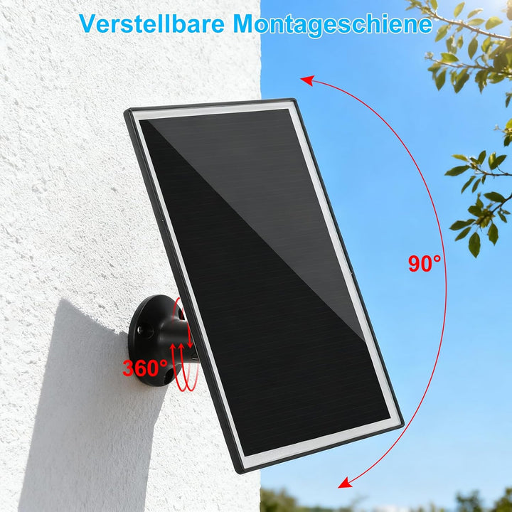Solarpanel für Blink Kamera, 6W Solarmodul mit 360 Grad Drehbarer Halterung, IP66 Wasserdicht, 10FT