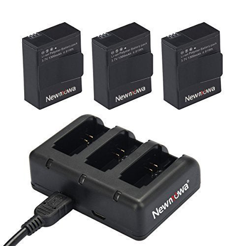 Newmowa Ersatz Akku AHDBT-302 (3er Pack) und tragbar Mini USB Ladegerät Kit für Gopro Hero 3, Gopro