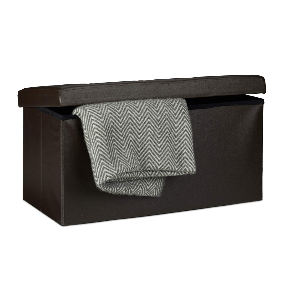 Relaxdays Faltbare Sitzbank 38 x 76 x 38 cm HxBxT, 2-Sitzer m. Stauraum, Kunstleder Sitzhocker 300 k