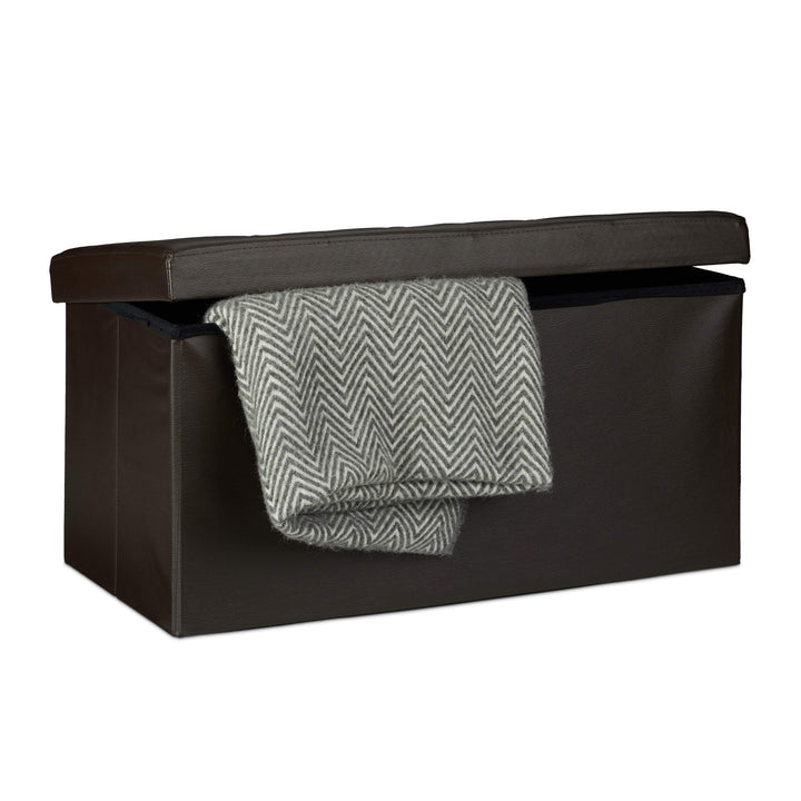 Relaxdays Faltbare Sitzbank 38 x 76 x 38 cm HxBxT, 2-Sitzer m. Stauraum, Kunstleder Sitzhocker 300 k